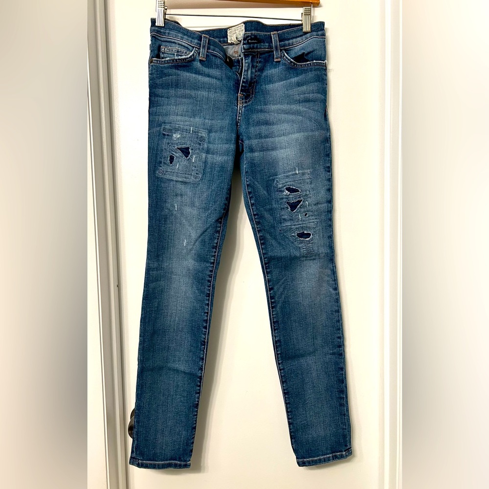 Current/Elliott Jeans Womens The Ankle Skinny Pixie W/Repair Blue Denim size 27